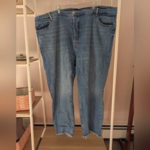 Old Navy Extra High Rise Ski-Hi Straight Button Fly Jeans with Raw Hem sz 26